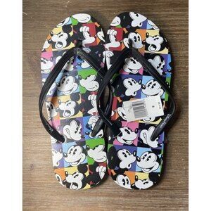 Womens Disney Mickey Sandals Flip Flops Size 9 Colorful Retro Pop Art Graphic